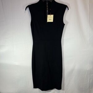 NWT Rolla Coster Women's‎ Medium Sleeveless Black Straight Dress V Neck Fitted